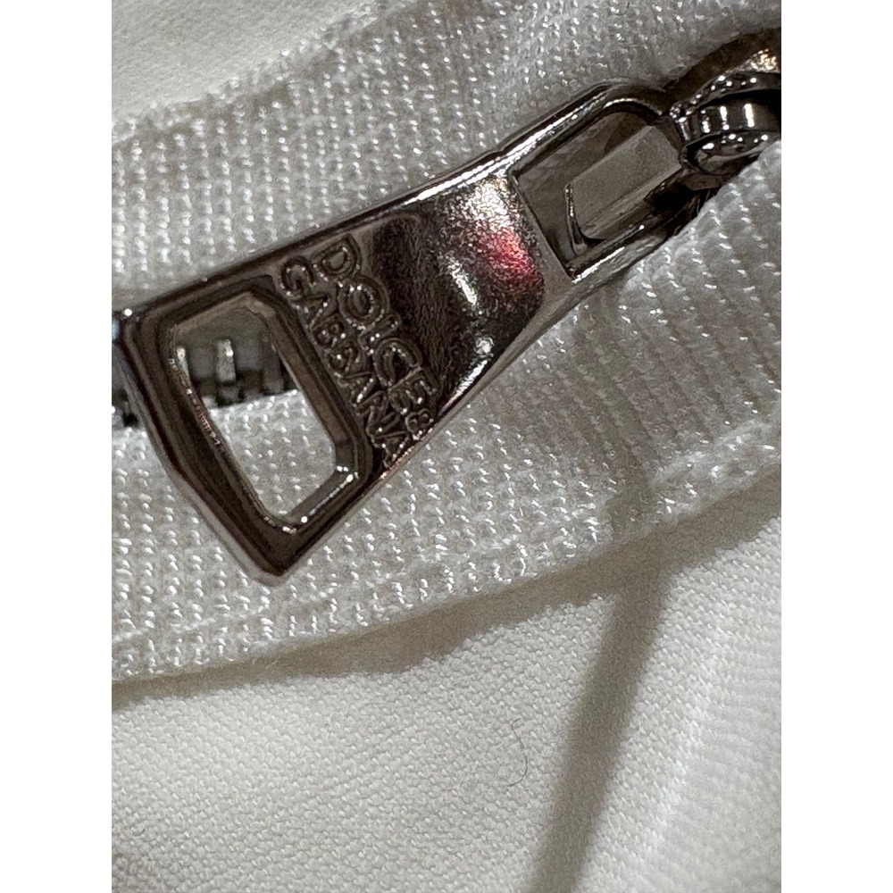 Dolce & Gabbana Grosgrain Trim Tapered Ankle Zip Trousers Cream IT 40 US 4 - Picture 9 of 14